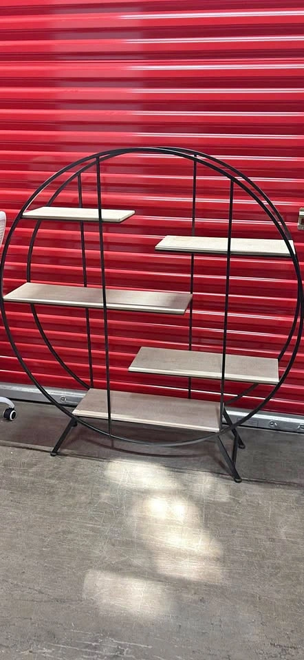Round Metal and Wood Display Shelf