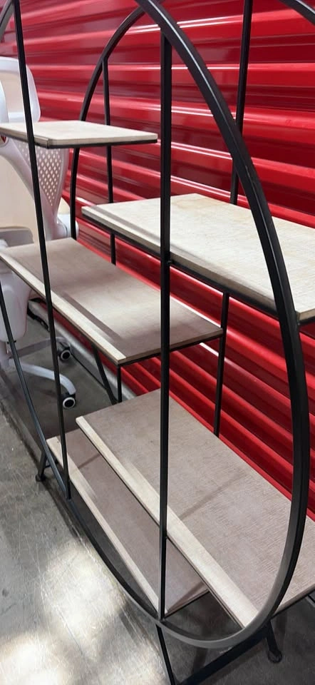 Round Metal and Wood Display Shelf - photo 2