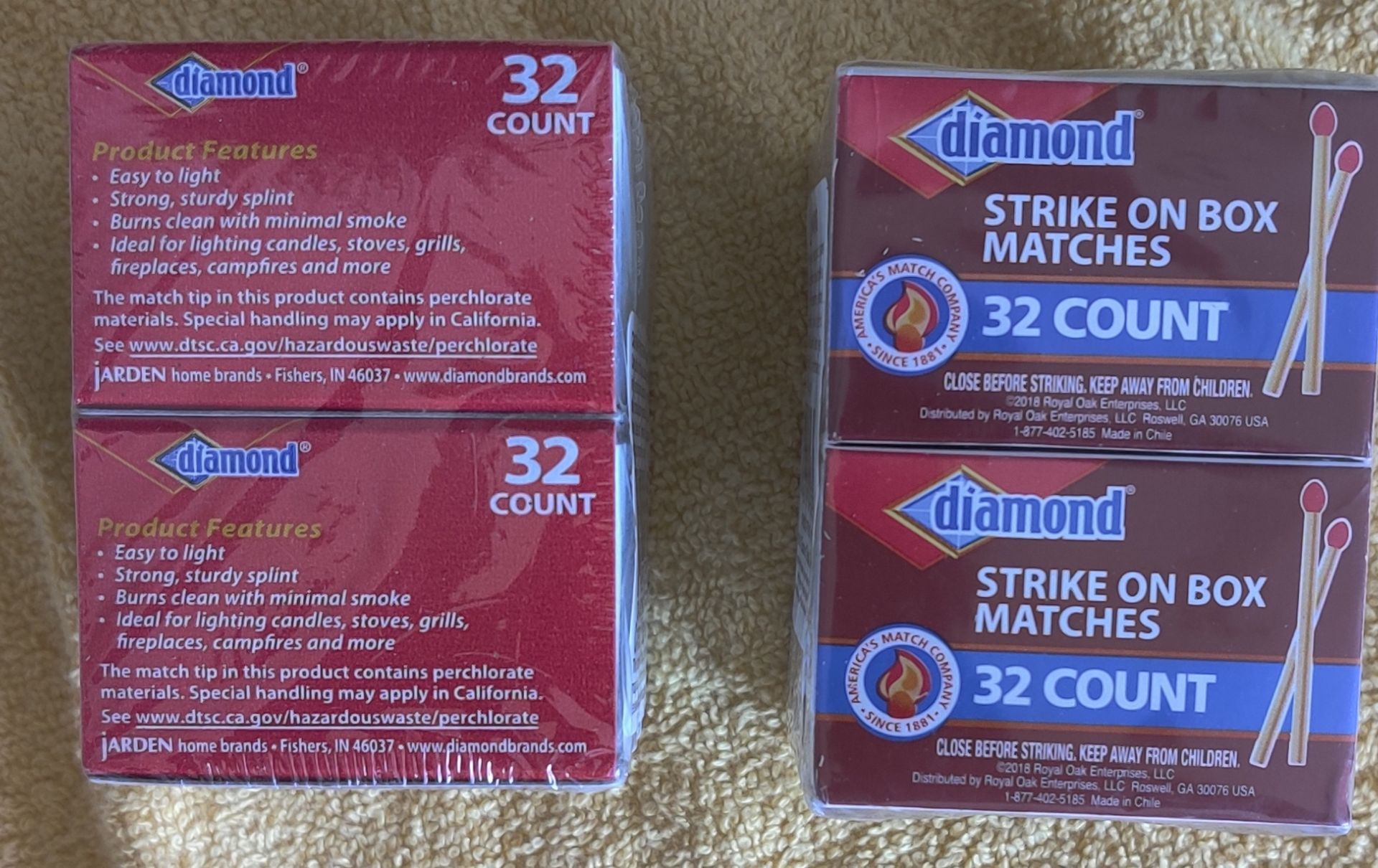Diamond Strike on Box Matches 32 Count – 10 Boxes