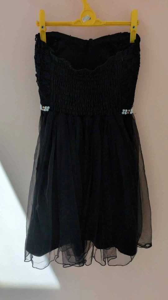 Black Strapless Lace and Tulle Mini Dress - Small - photo 2