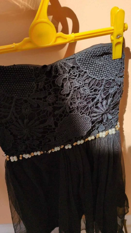 Black Strapless Lace and Tulle Mini Dress - Small - photo 4