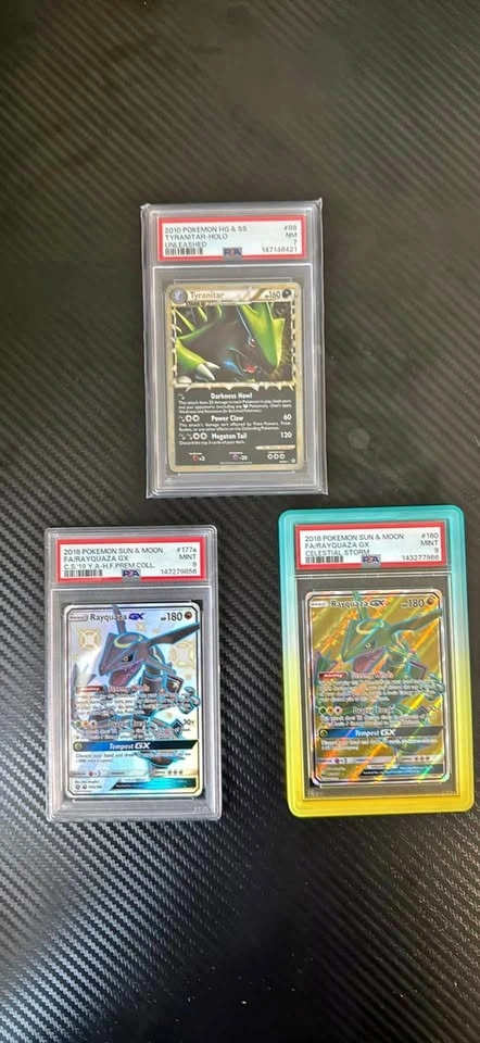 PSA Pokemon Cards Rayquaza and Tyranitar