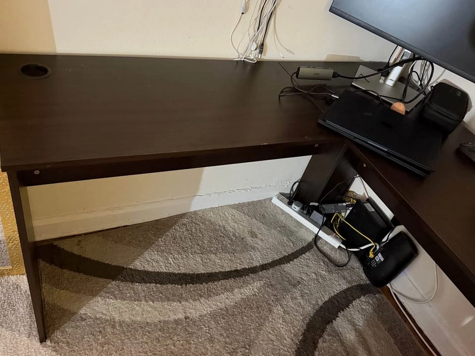 Espresso L-Shaped Computer Desk with Shelves - photo 2