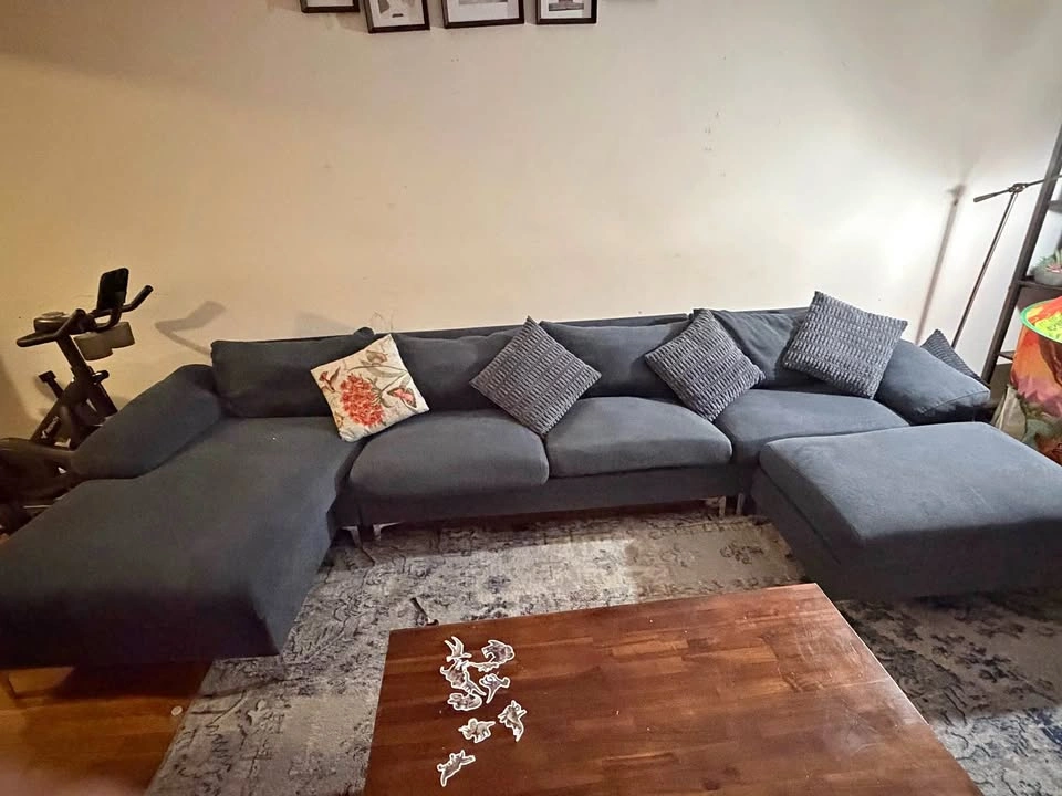 Large Charcoal Gray L-Shaped Sectional Sofa