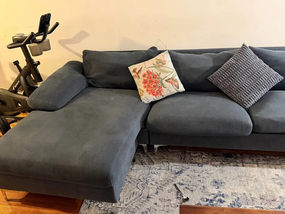 Large Charcoal Gray L-Shaped Sectional Sofa - photo 3
