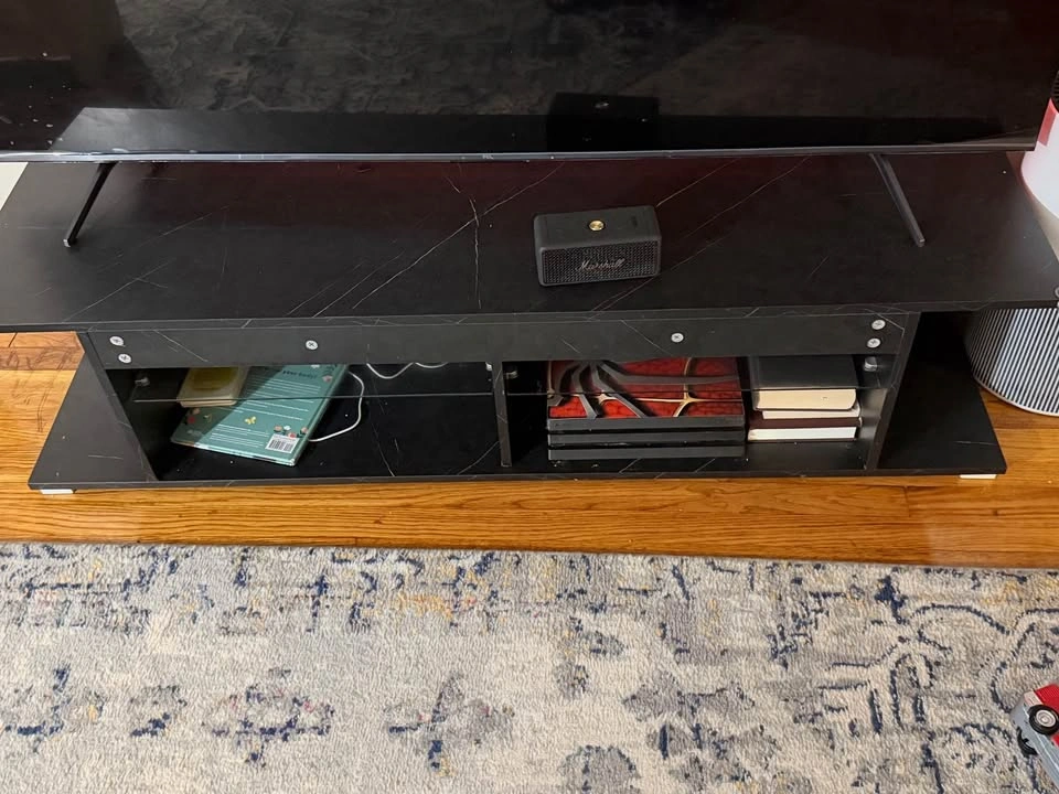 Modern Black Marble-Finish TV Stand / Entertainment Center - photo 2