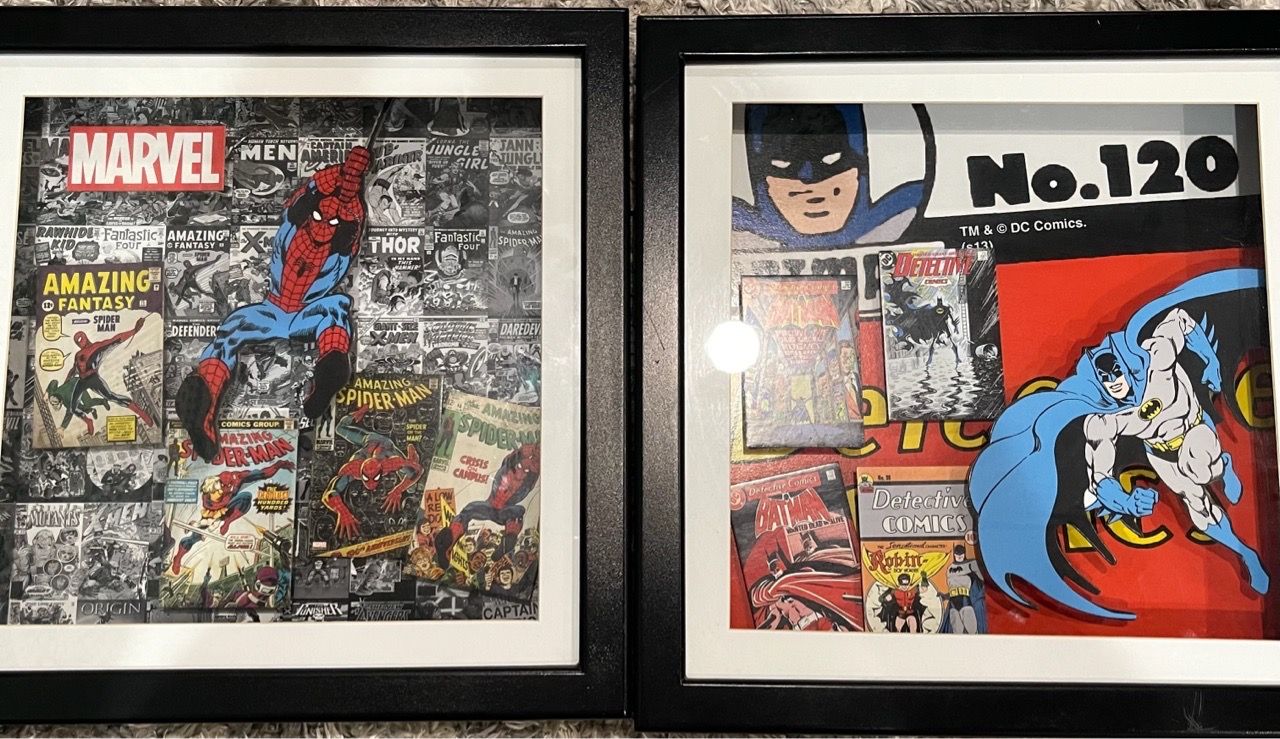 Batman & Spider-Man Comic Cover Shadow Box Wall Art - 2-Piece