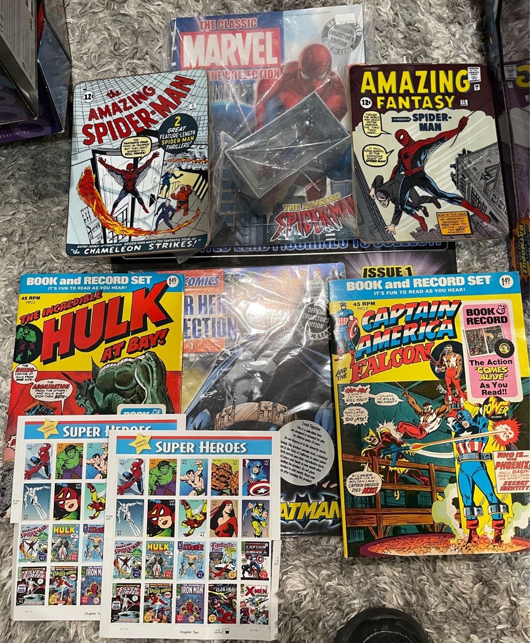 Vintage Marvel Collector Lot: Power Records, Figures & More