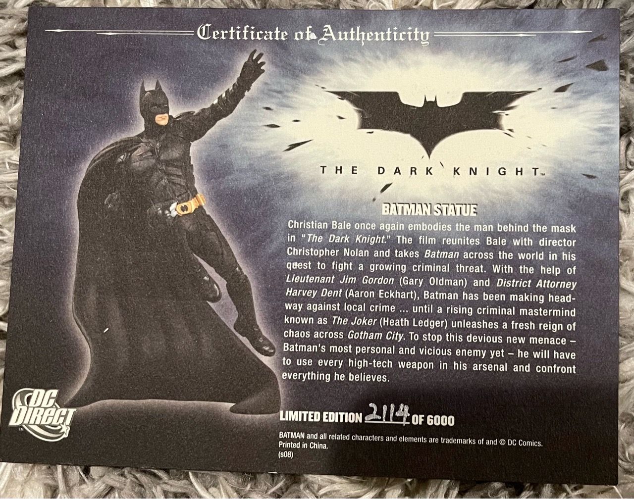 DC Direct Batman Dark Knight Limited Edition Statue #2,114/6,000 - photo 3