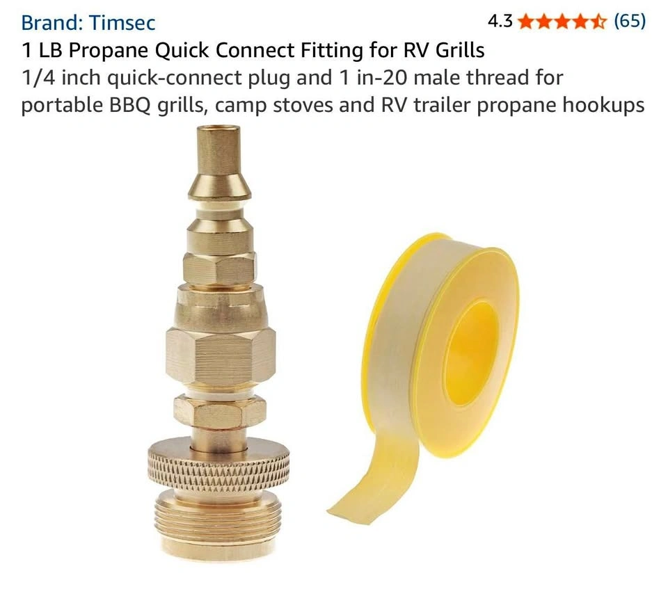 1 LB Propane Quick Connect Fitting for RV Grills