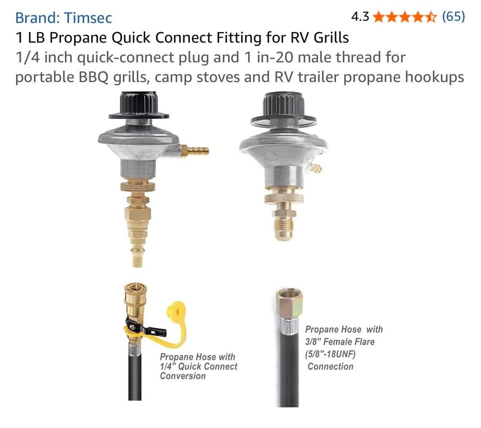 1 LB Propane Quick Connect Fitting for RV Grills - photo 3