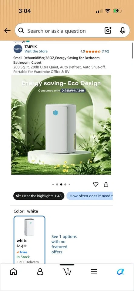 300 SQ Ft Dehumidifier 38OZ, Small, Quiet, Auto Shut Off - photo 4