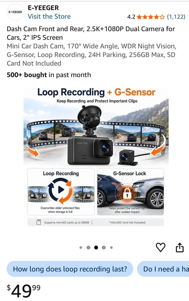 Dash Cam Front and Rear 2.5K+1080P Dual Camera - photo 5