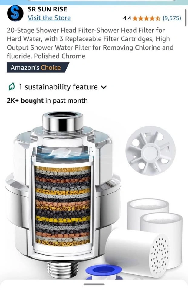 20-Stage Shower Head Filter with 3 Replaceable Cartridges - photo 3