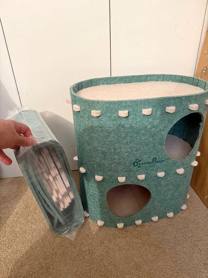 2-Storey Cat House Indoor Cat Bed Cave Hideaway