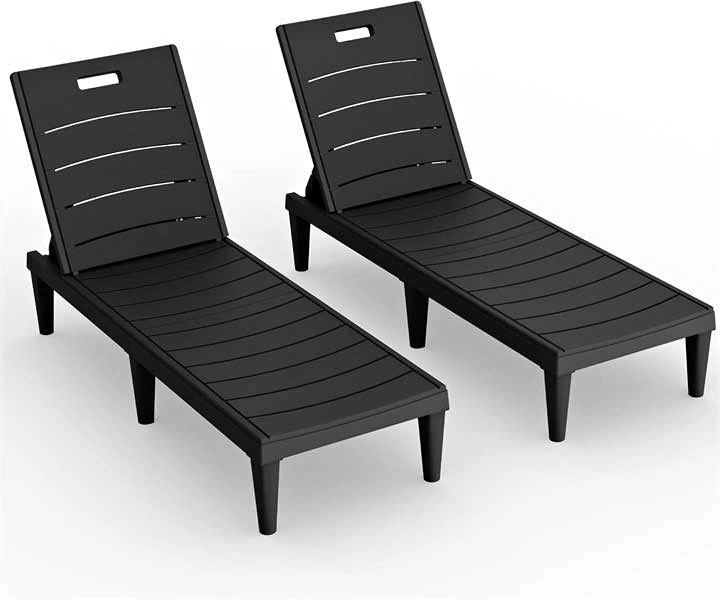 Outdoor Resin Lounge Chairs - Set of 2