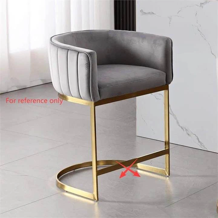 Gray Velvet Bar Stool with Gold Base (Set of 2)