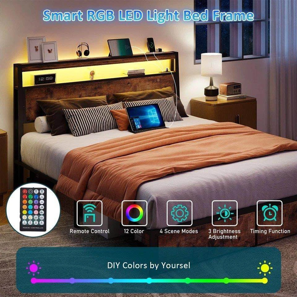 Full Size Smart RGB LED Light Bed Frame - photo 4