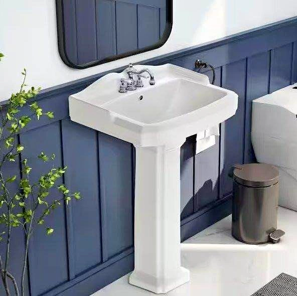 White Ceramic Pedestal Bathroom Sink