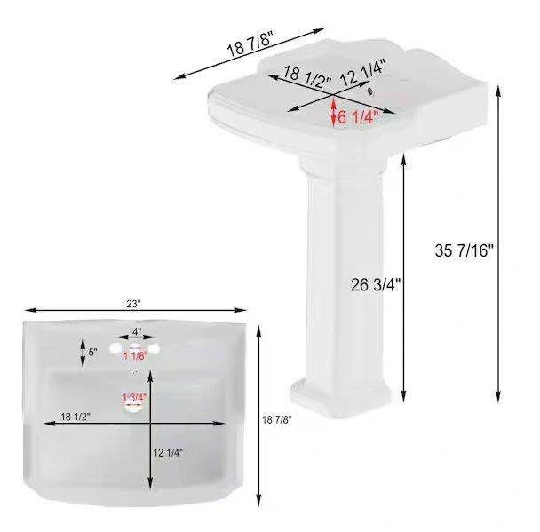 White Ceramic Pedestal Bathroom Sink - photo 2