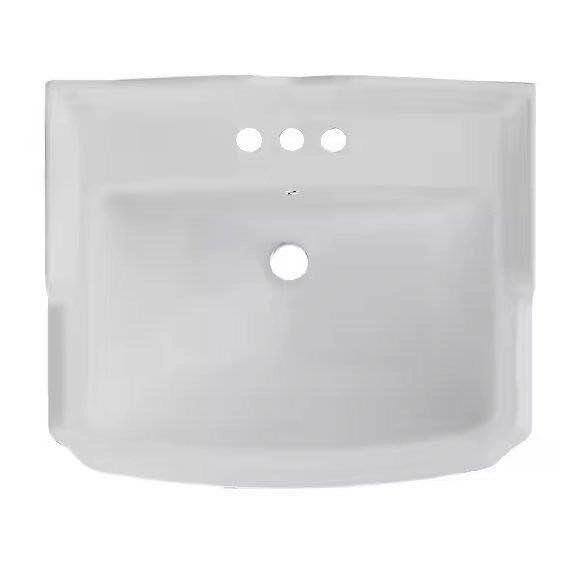 White Ceramic Pedestal Bathroom Sink - photo 3