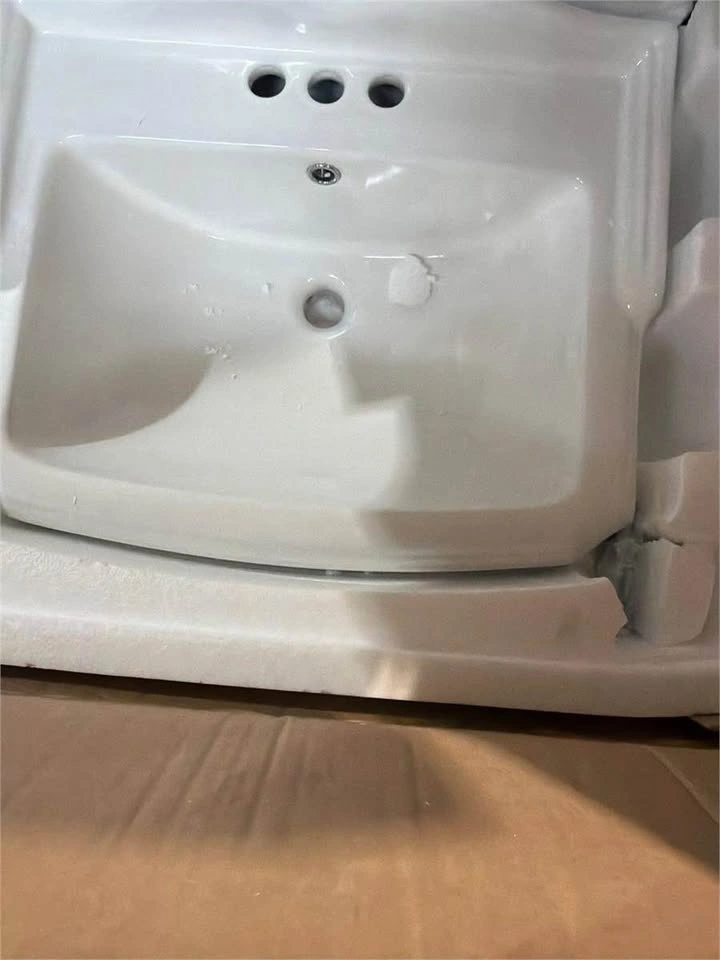 White Ceramic Pedestal Bathroom Sink - photo 5