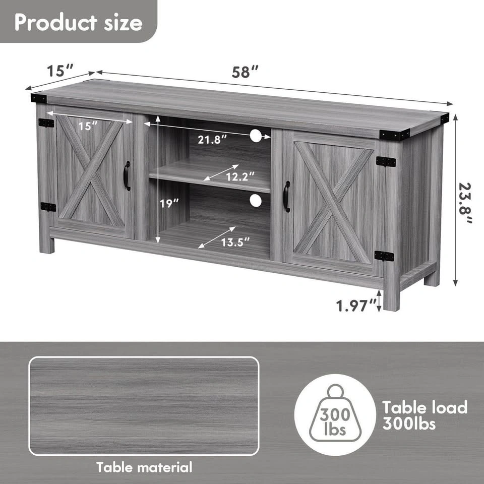Farmhouse Grey Wood TV Stand - photo 2