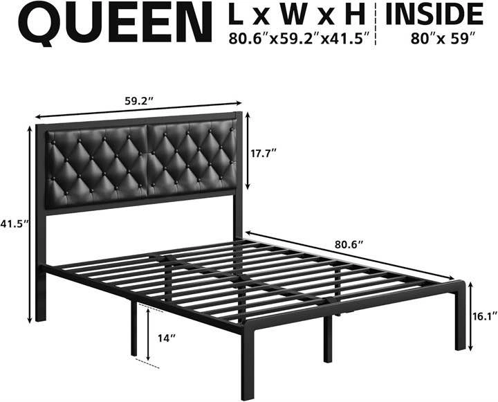 Black Queen Bed Frame - photo 2