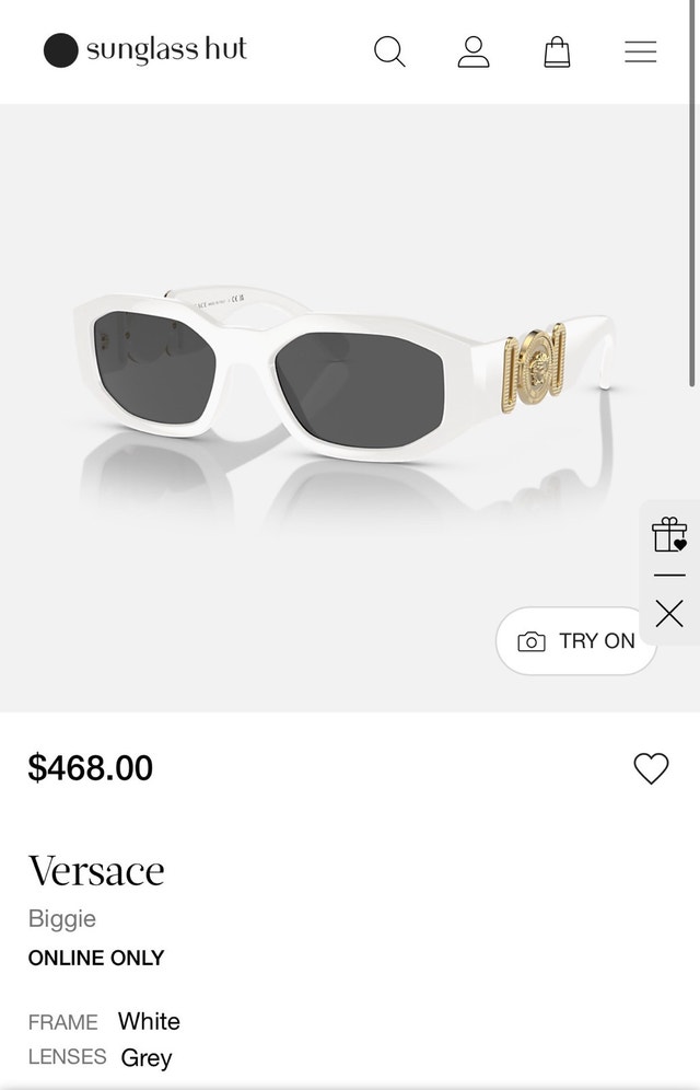 Authentic Versace Biggie White Sunglasses
