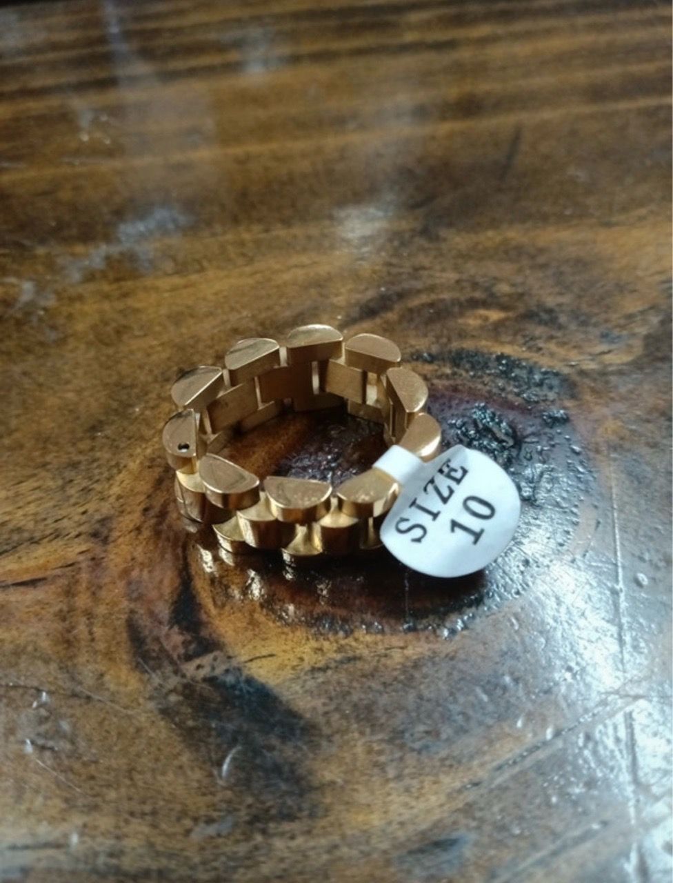 18K Gold-Plated Link Band Ring Size 10