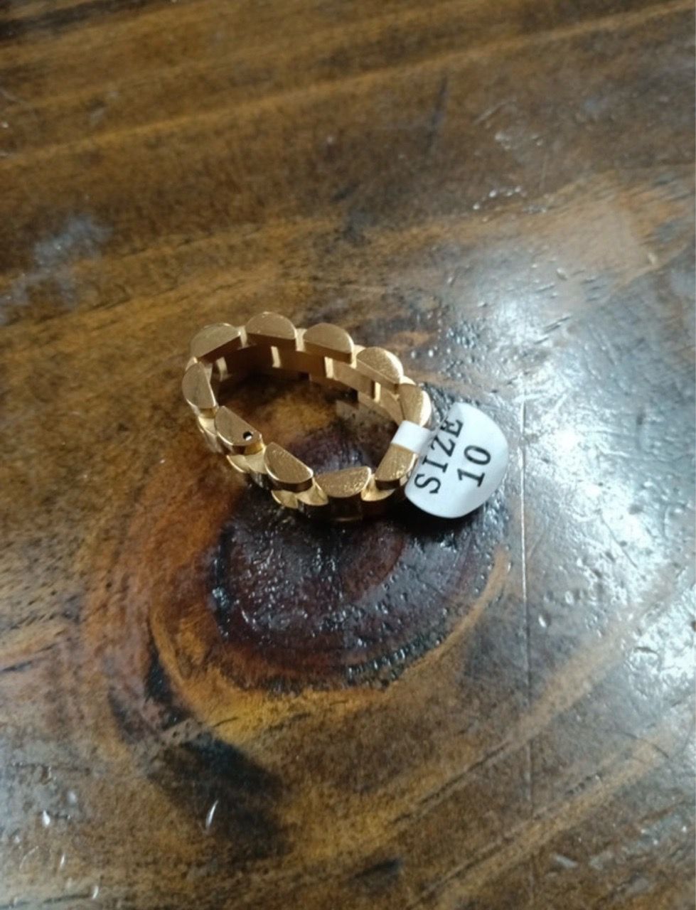 18K Gold-Plated Link Band Ring Size 10 - photo 3