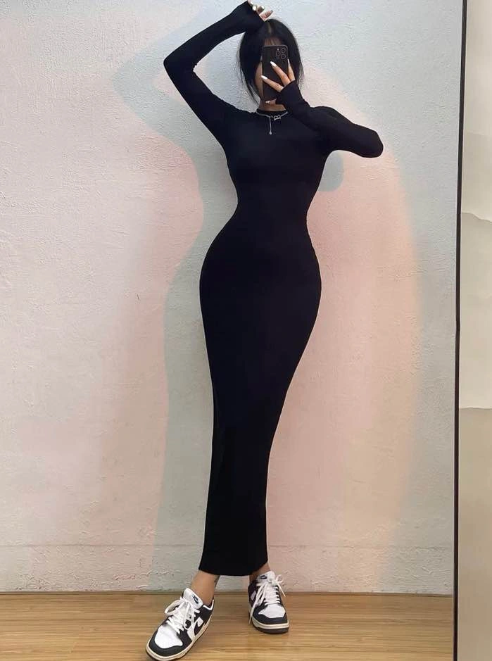 Brand New Black Long Sleeve Bodycon Maxi Dress - photo 3