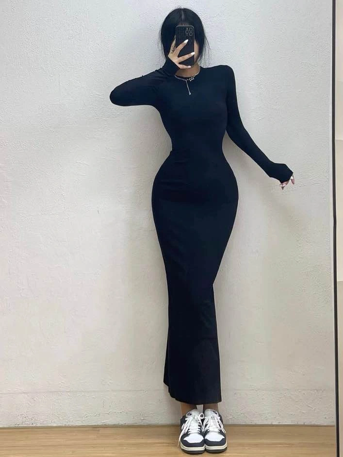 Brand New Black Long Sleeve Bodycon Maxi Dress - photo 4
