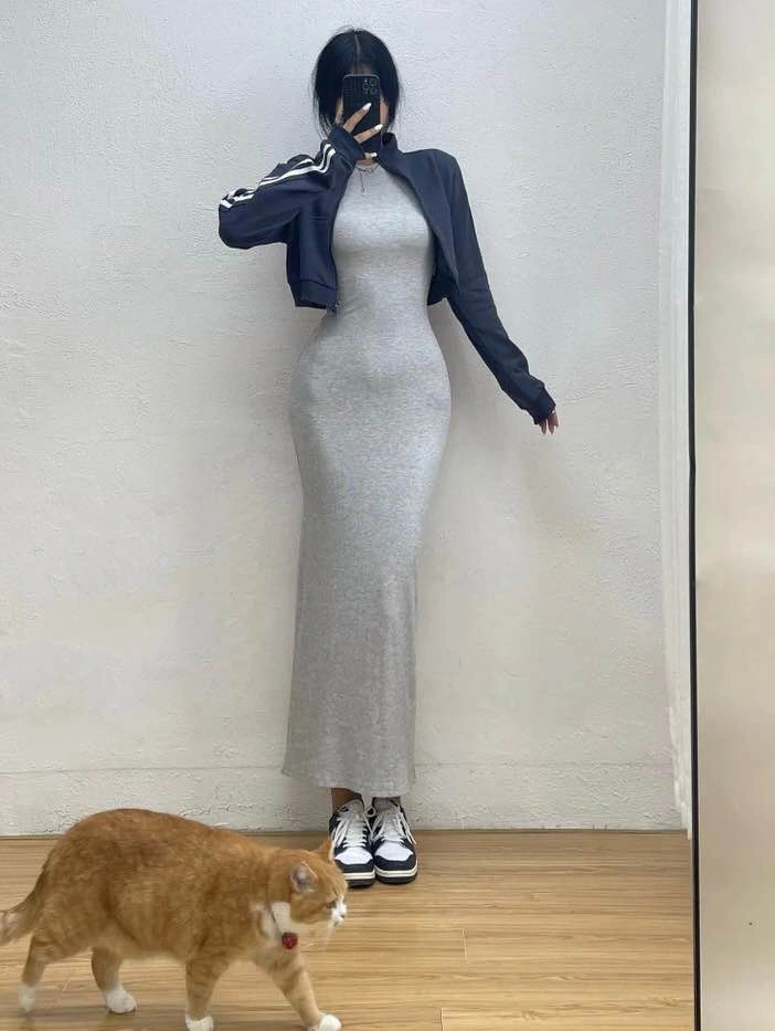Brand New Grey Long Sleeve Bodycon Maxi Dress - photo 4