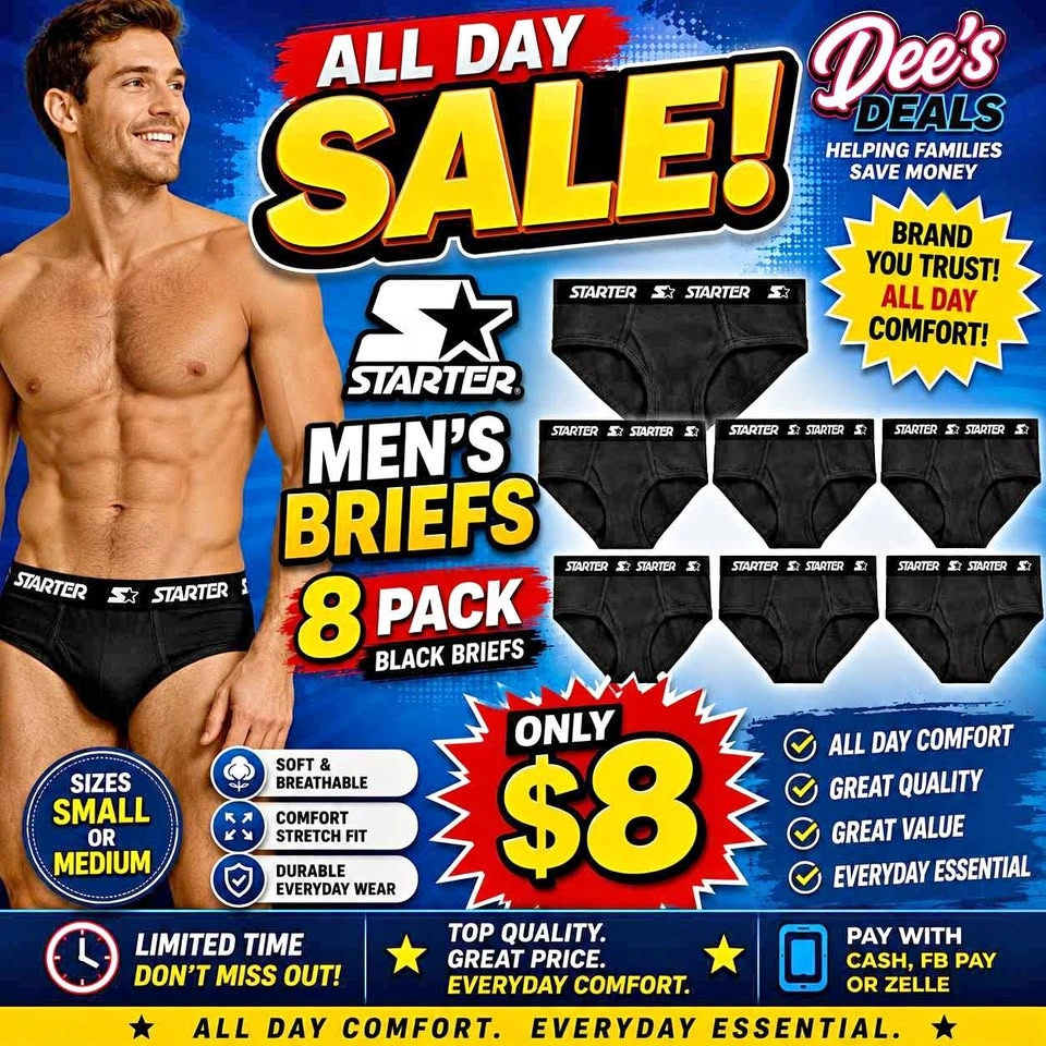 Brand New 8 pack Starter Men's briefs Size S or M
