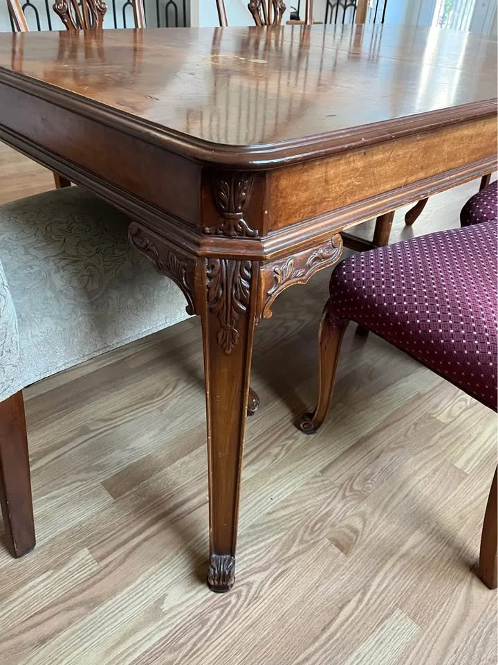 Antique French Provincial Dining Room Table w/six chairs image indicator(8)