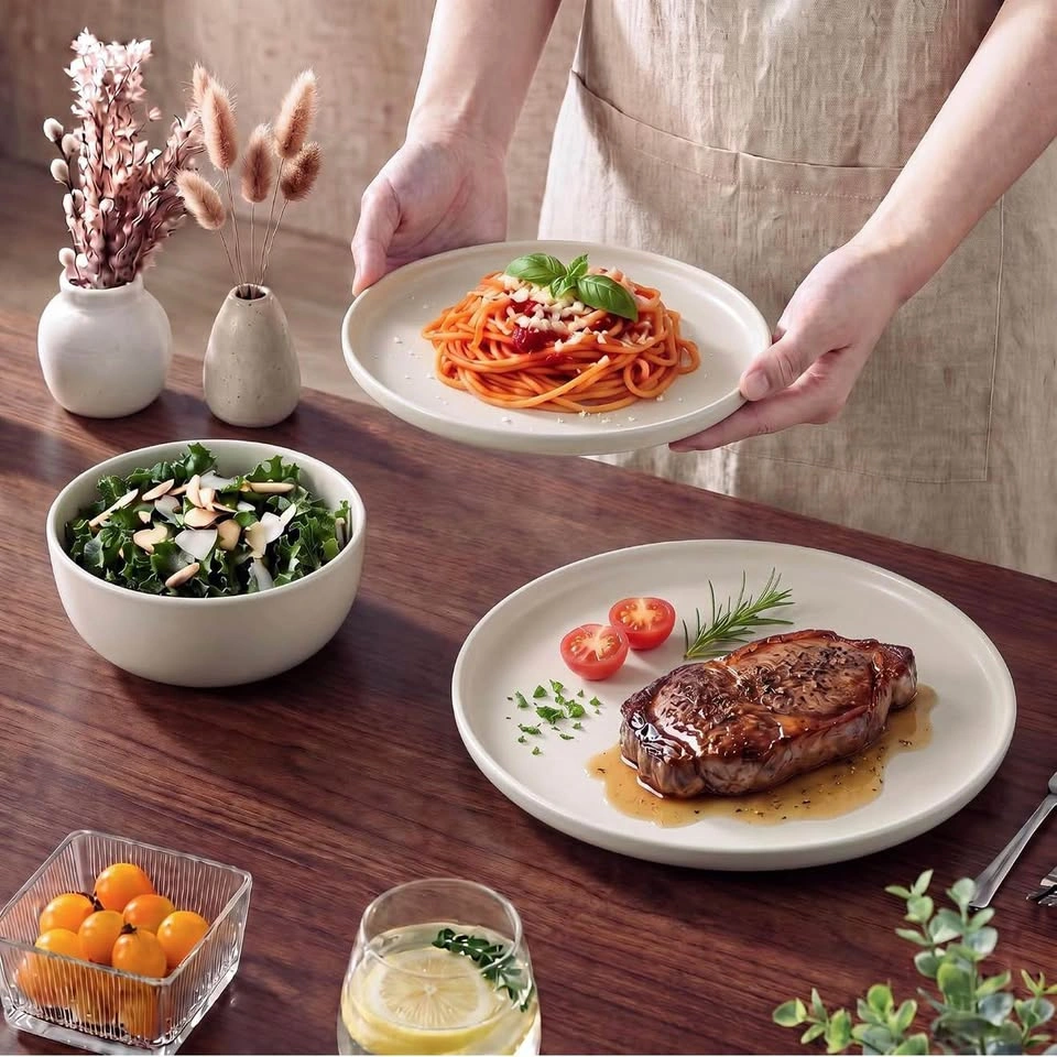 Stoneware Dinnerware Sets Service for 4, 12 pcs Plates and Bowls - photo 3