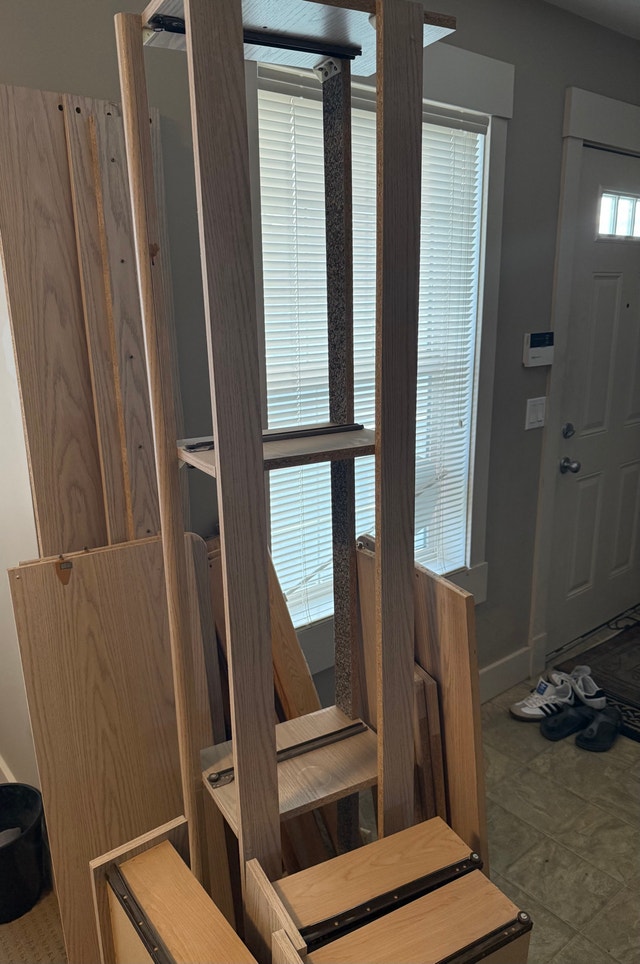 Free Disassembled Wooden Twin Bed with Floral Mattress