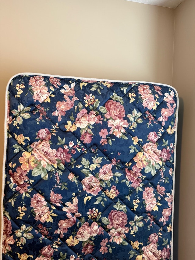 Free Disassembled Wooden Twin Bed with Floral Mattress - photo 2
