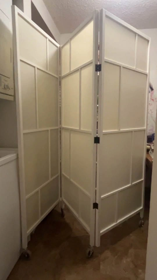 White Folding Room Divider on Locking Wheels - $80 OBO - photo 2
