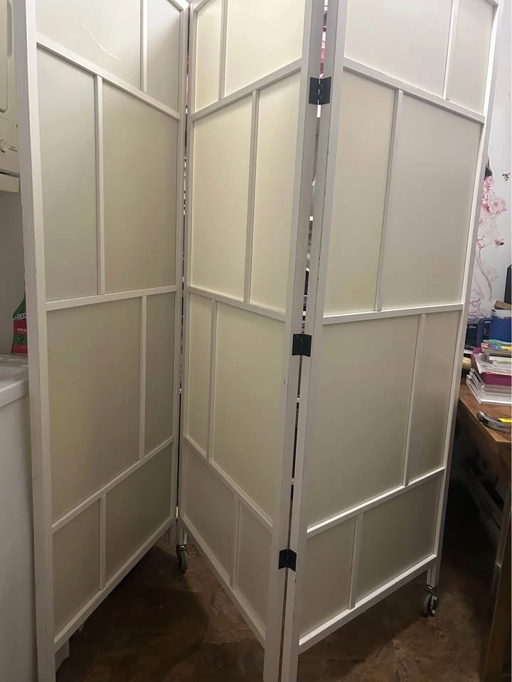 White Folding Room Divider on Locking Wheels - $80 OBO - photo 3