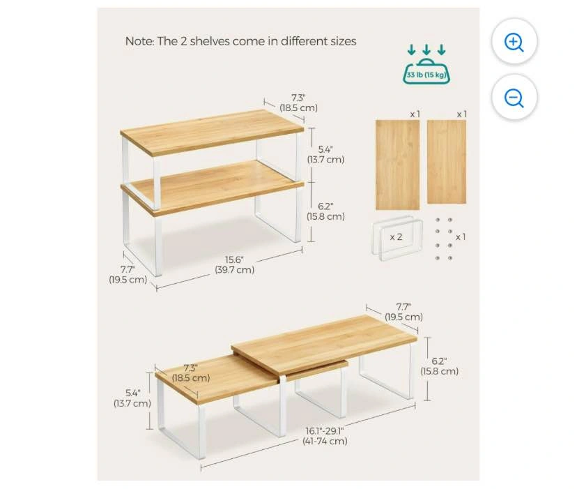 Cabinet Organizer Shelves | Set of 4 Stackable Expandable - photo 3