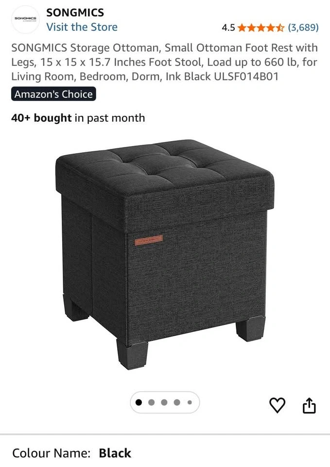 Storage Ottoman WITH LEGS | Black | Small | Side stool - photo 3