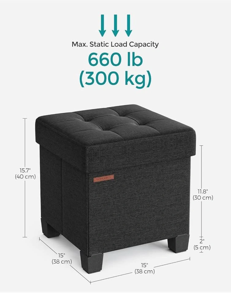 Storage Ottoman WITH LEGS | Black | Small | Side stool - photo 4