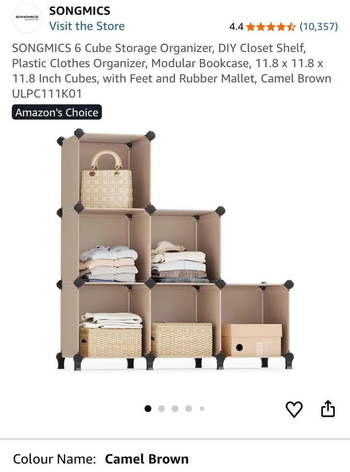 6 Cube Storage Organizer Modular Bookcase Camel Brown | Brand Ne - photo 2