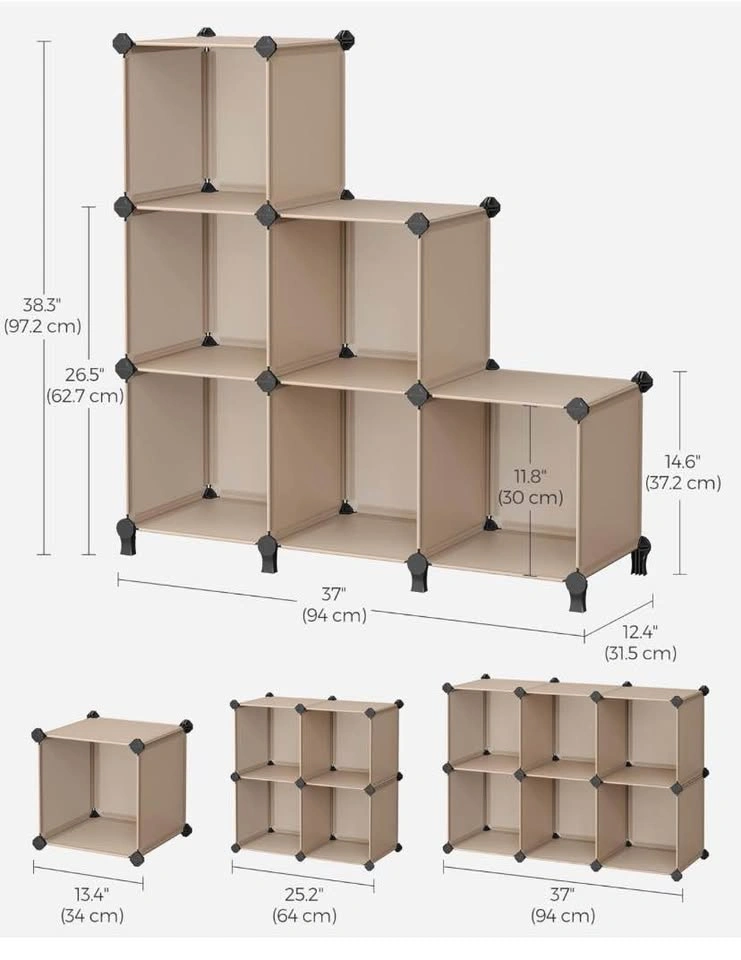 6 Cube Storage Organizer Modular Bookcase Camel Brown | Brand Ne - photo 3