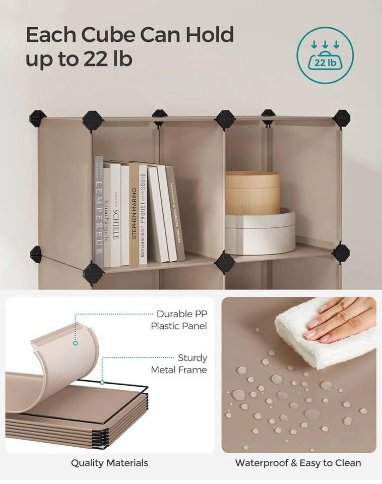 6 Cube Storage Organizer Modular Bookcase Camel Brown | Brand Ne - photo 5