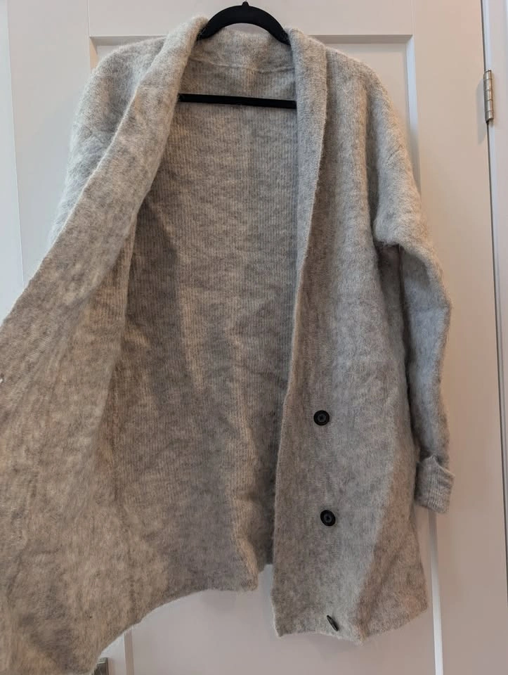 Cozy Heather Grey Oversized Longline Shawl Collar Cardigan - photo 3