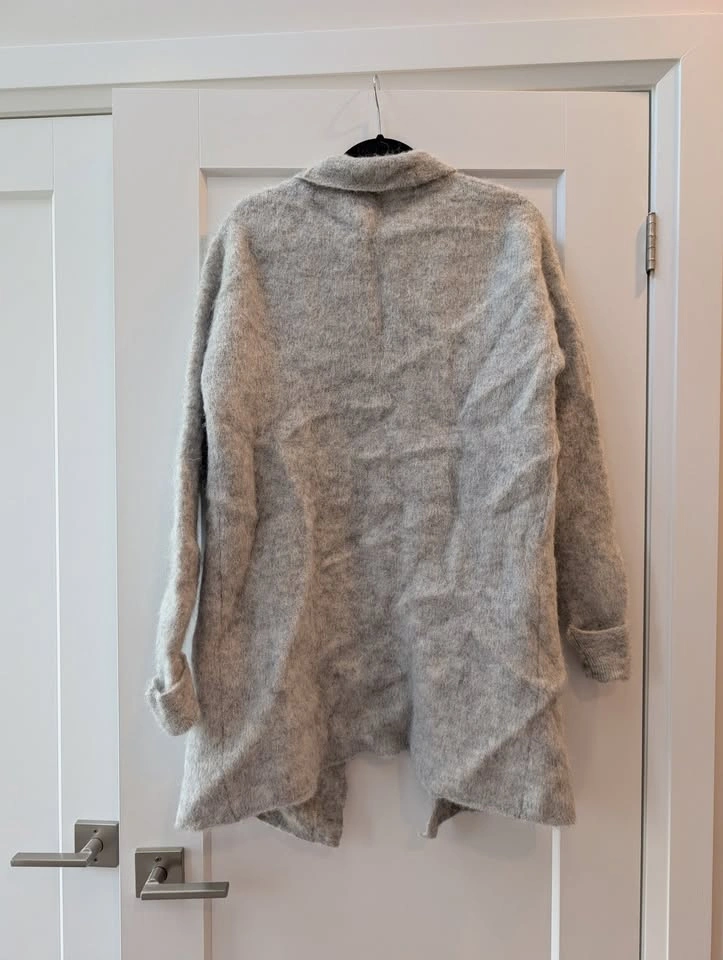 Cozy Heather Grey Oversized Longline Shawl Collar Cardigan - photo 4