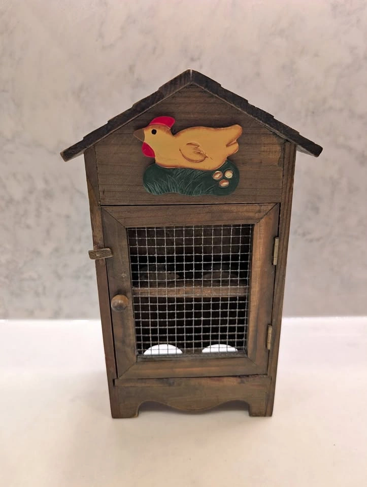 Vintage Rustic Wooden Egg House Cabinet Holder